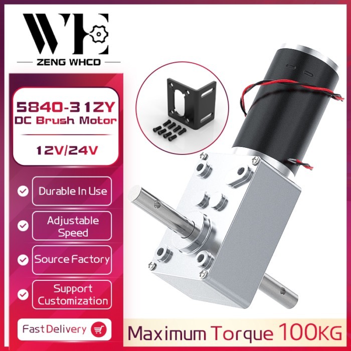 5840-31ZY Dual Shaft DC Micro Motor 12V/24V High Torque 70KG.CM All Metal Gear D Shaft 7RPM~471RPM