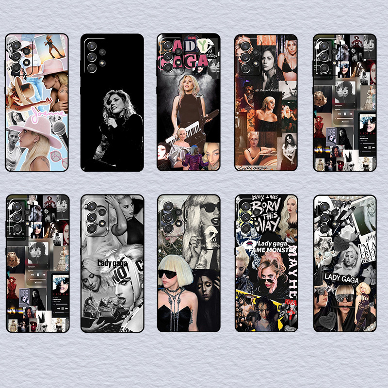 SAMSUNG สําหรับSamsung A50 A50S A52 A52S A53 A54 A55 A70 A71 A72 Lady Gagaนุ่มสีดําTPUเคสโทรศัพท์