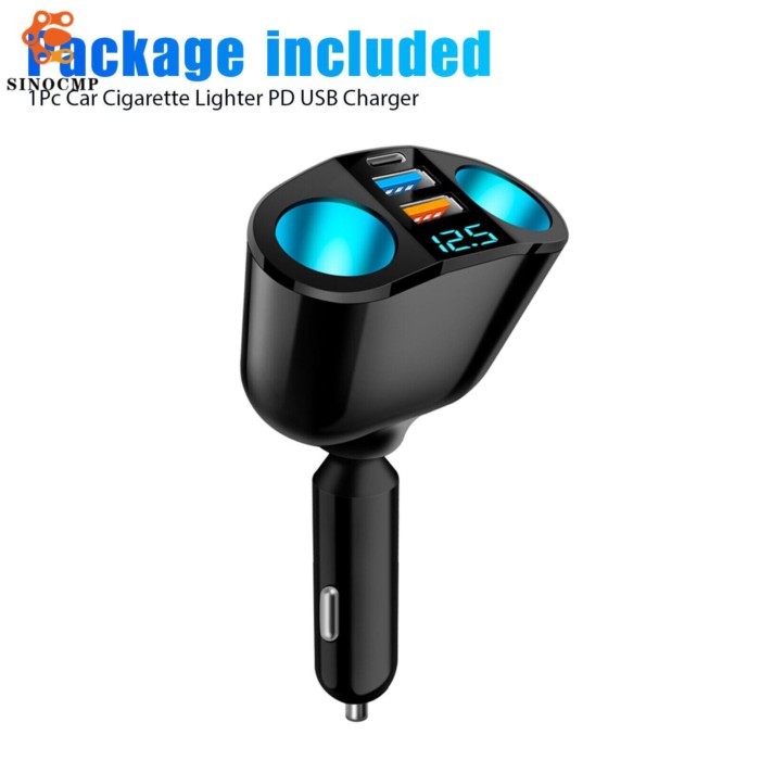 Outlet Dual PD USB 12V 120W Car Cigarette Lighter Socket Splitter Power Adapter Charger Car Charger
