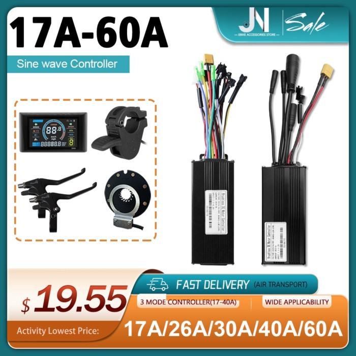 E-Bike Three-Mode Sine Wave Controller SM/WP Plug with S966 and Accessories for 250W-3000W Motor 36