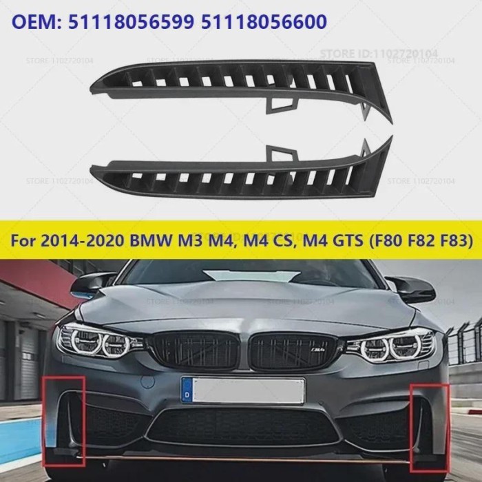 For 2014-2020 BMW M3 M4, M4 CS, M4 GTS (F80 F82 F83) Front Bumper Lower Side Grille 51118056599 511