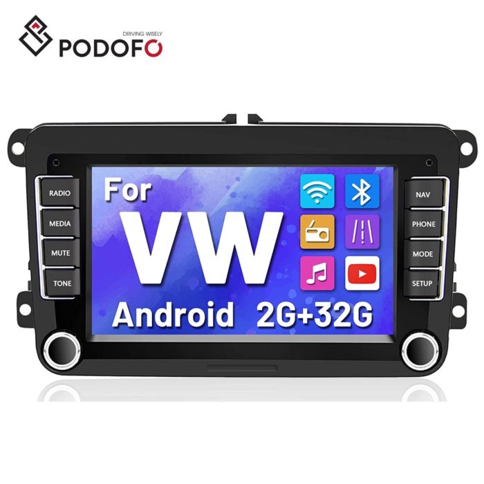 (EU/RU Stock) Podofo 7'' 2+64GB Android 13 Car Radio Autoradio GPS Navigation Wifi BT FM RDS For VW