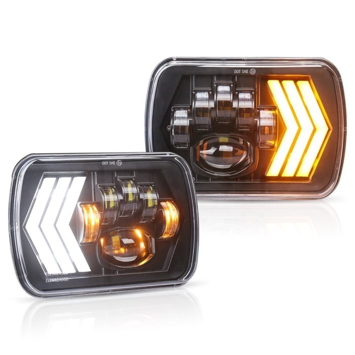 OVOVS Headlight With High Low Beam Projector 5x7 Square Headlight For Jeep Cherokee XJ