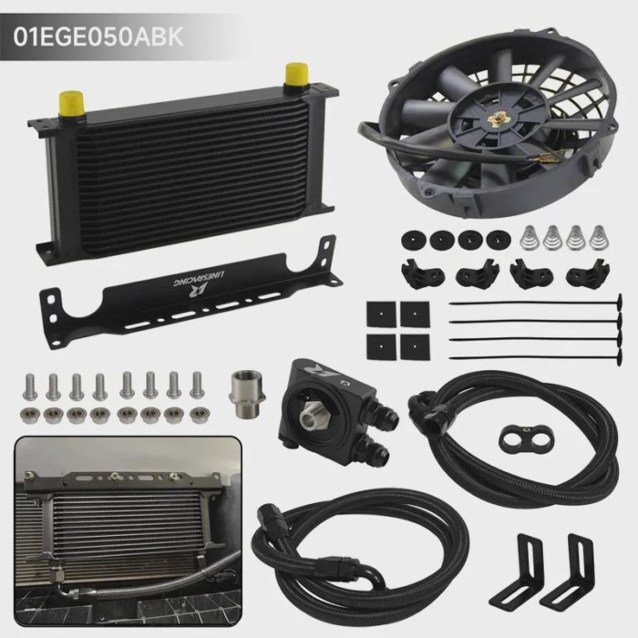 19 -30 Row Oil Cooler AN10 Universal Aluminum  w/ Bracket 7" Electric Fan Kit Thermostatic 73±0.5°