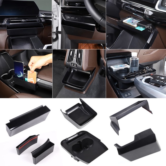 For BMW X1 U11 2023-2024 ABS Black Car Center Console Air Outlet Lower Storage Box Multifunctional