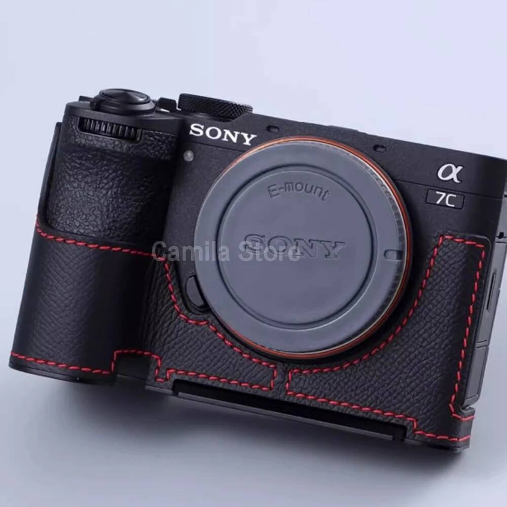 Photo กล้องของแท้หนัง cowhide กระเป๋ากล่องสําหรับ SONY A7C2 A7CR A7CII hand grip Quick Release แผ่นฐ