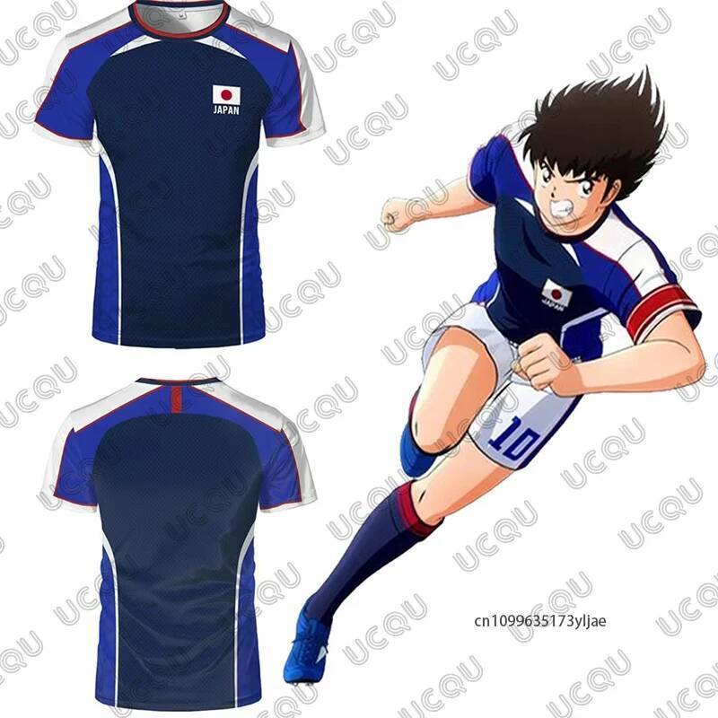 2026 ฤดูร้อนใหม่อะนิเมะ Captain Tsubasa ธงญี่ปุ่นฟุตบอล Jersey เสื้อยืดสําหรับผู้ชายผู้หญิงกีฬา Tees Casual ขนาดใหญ่ Tops