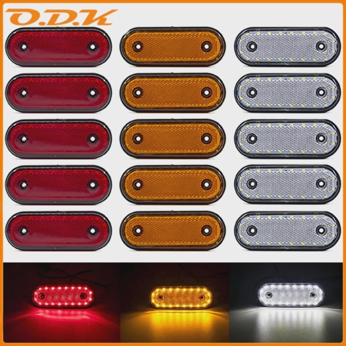 10pcs 24V Truck LED Side Marker Light LED Trailer Lights Reflector Clearance Lights Turn Signal Rev