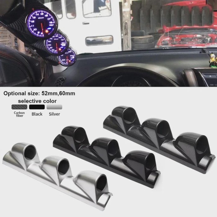 Car Universal Auto Gauge Pod Mount Holder 52/60mm A-Pillar Triple 3 Hole Meter Pod Gauge Cup Dash B