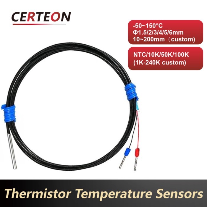 NTC 10K/50K/100K B3950 Thermistor Temperature Sensors Ultra Fine Probe Waterproof Oil Resistant Sta