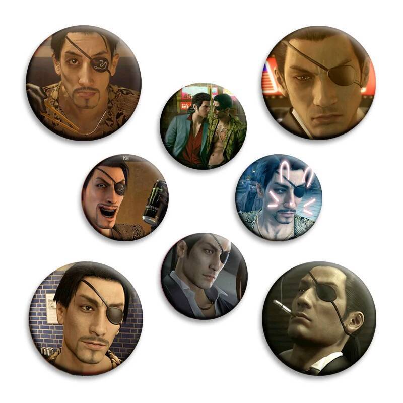 58 มม.Goro Majima ปุ่ม Pins Creative Majima Goro Badge สีชมพูตลก Meme เข็มกลัดสําหรับเสื้อผ้ากระเป๋า