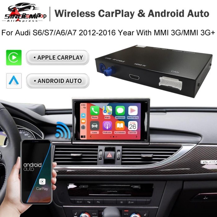 Wired/Wireless iOS Android Auto Carplay Nav Camera Interface For Audi A6 A7 2012-2018 With MMI 3G S