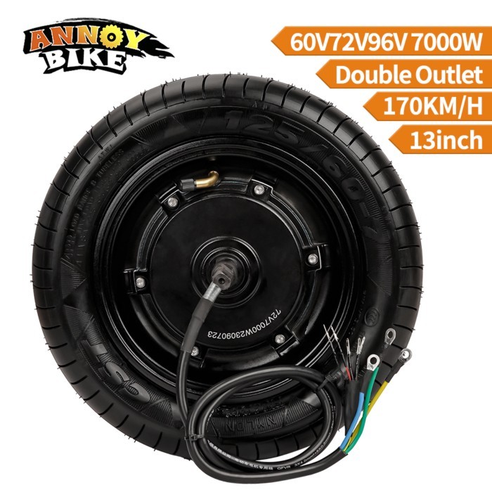 170km/h 13 inch 60V 72V 96V 7000W Hub Motor Scooter Motor Wheel 70N.m High Speed 60H Double Outlet
