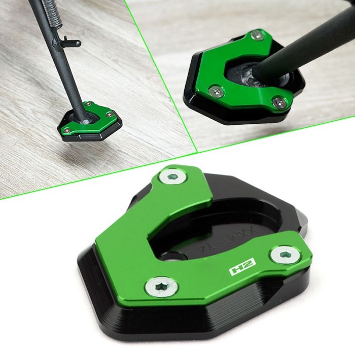 Motorcycle CNC Kickstand Foot Side Stand Extension Pad Support Plate Enlarge Fit For ZH2 Z H2 ZH 2