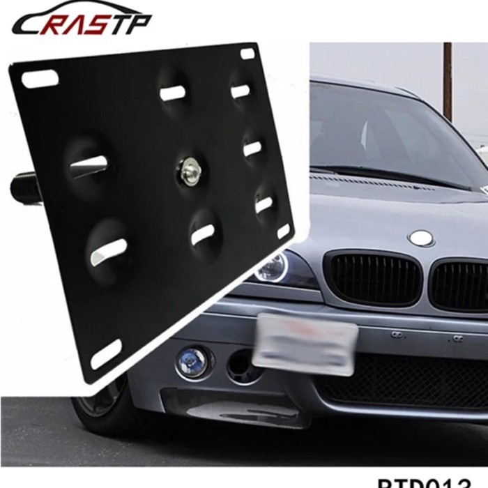 RASTP-Aluminum Alloy Front Bumper Tow Hook License Plate Mounting Bracket Registration Plate Holder