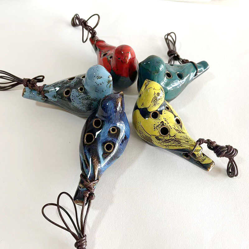 Bird Ocarina เตาเผา-Changed Ocarina ขลุ่ย 6 หลุมขนาดเล็ก Ocarina การ์ตูน Ocarina สไตล์จีน Ocarina ขล