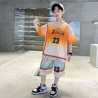 cokids🌼 ชุดบาสเก็ตบอลฤดูร้อนสำหรับเด็กผู้ชายสำหรับเด็กโต,เสื้อผ้าฤดูร้อนสำหรับเด็กผู้ชายแขนสั้น,สไ