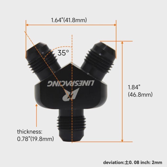 AN6 To -6AN X 2 Aluminium Y block Adapter Fittings Y Adapter Black/Blue/Red