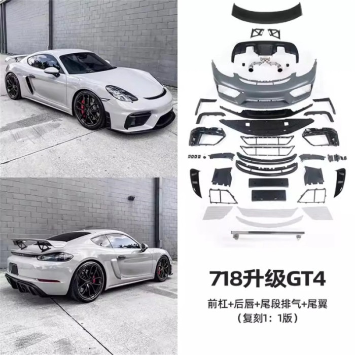 Car Front Bumper surround Body kit for Porsche 718 Cayman 981 Boxster modified GT4 GT4RS Rear lip s