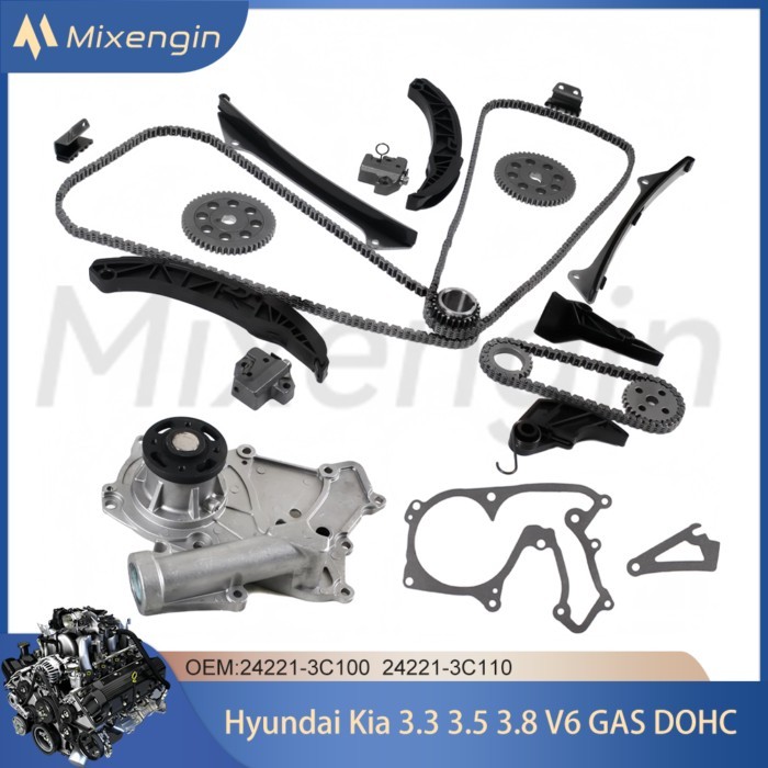 Engine Parts Timing Chain Kit With Water Pump For 06-13 3.3 3.5 3.8 V6 GAS G6DA G6DB G6DC Hyundai A