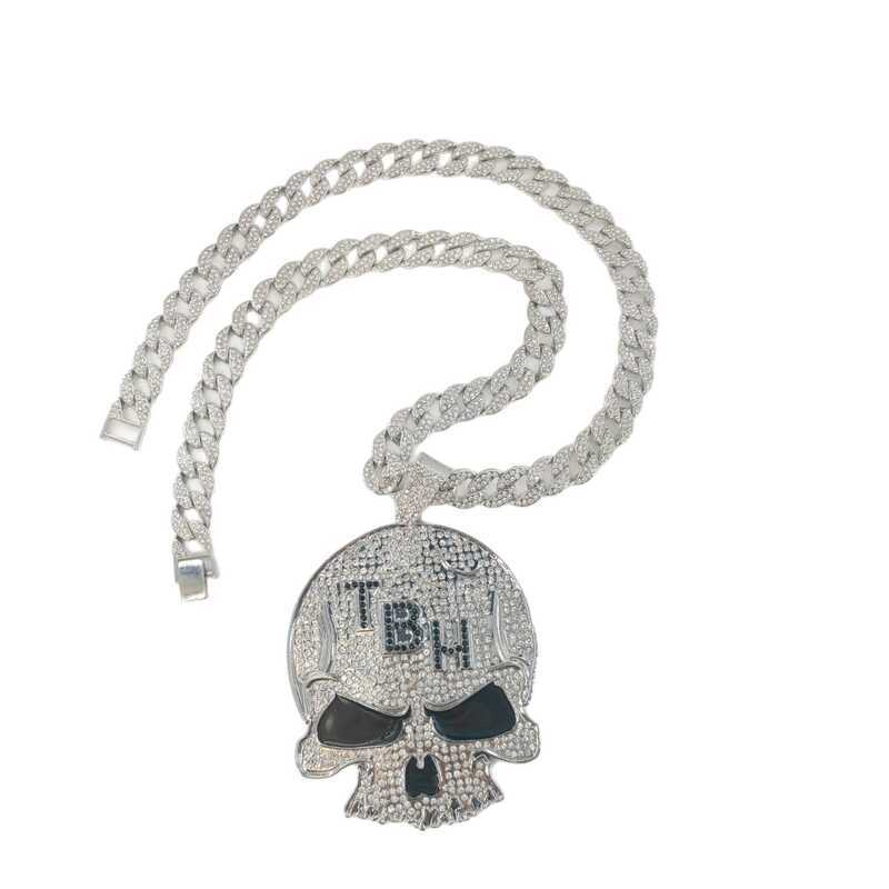 จี้สร้อยคอนำเข้า TBH Skull ผู้ชาย เพชรสุดหรู สไตล์Hip-Hop ปรับได้ตามต้องการ