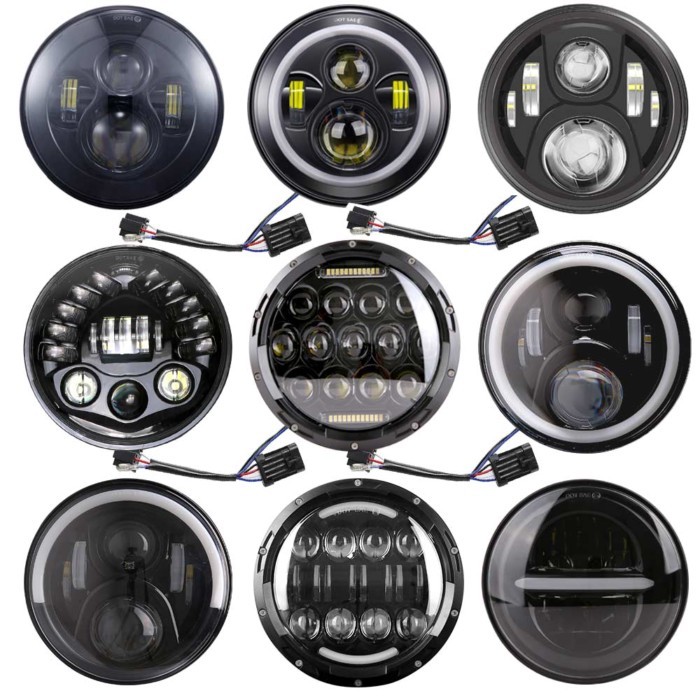 7 Inch Headlight For Motorcycle 7Inch Round DRL Turn Signal Halo LED Headlamp