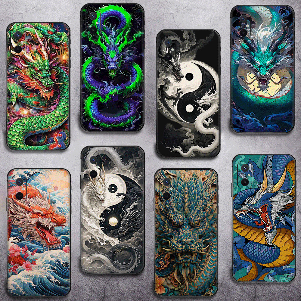 Redmi 10X 10c 10 11A 12C 12 13 13C A1 A2 TPU Spot goods สีดํานุ่มเคสโทรศัพท์จีน Dragon King (K-9)