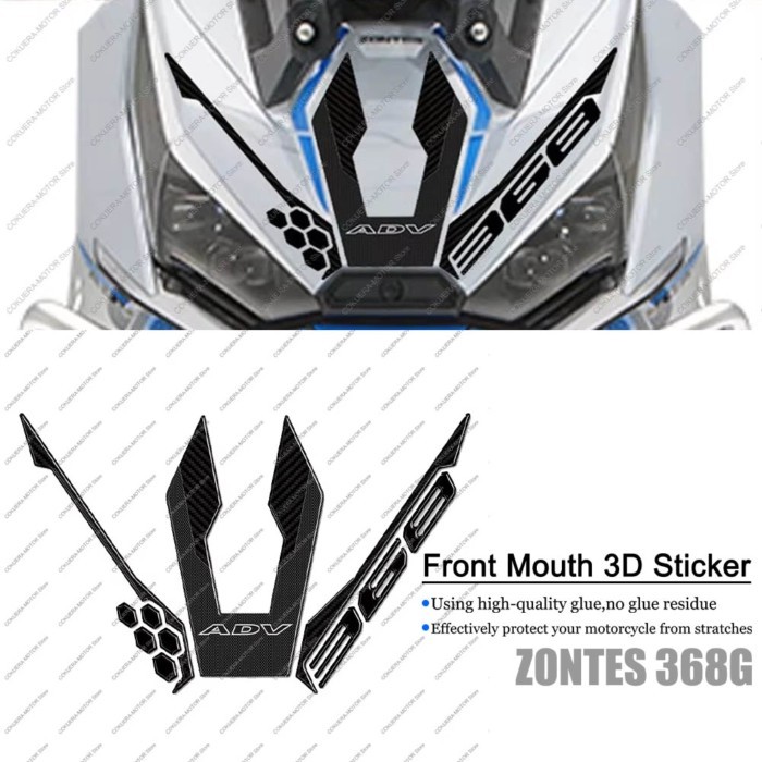 For Zontes 368G 368g Motorcycle Accessories Motorcycle Front Mouth Protection 3D Sticker Waterproof