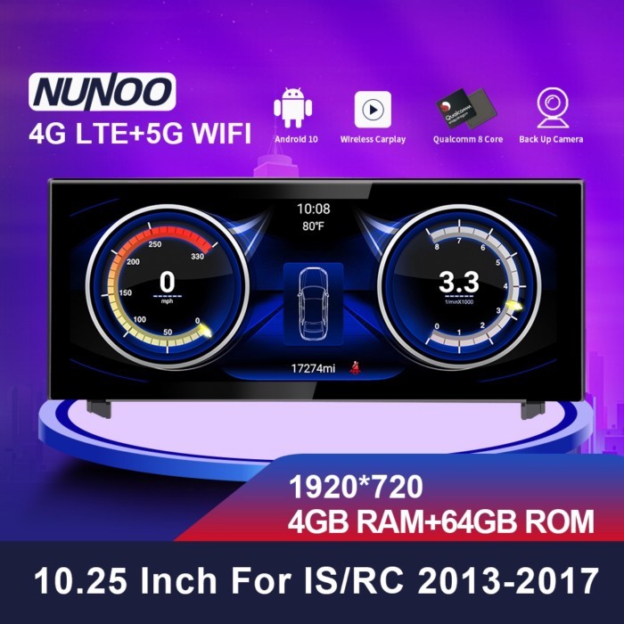 Nunoo 10.25 Inch Android 10 Carplayer Car DVD Multimedia Player For Lexus IS RC 300 350 250 F Sport