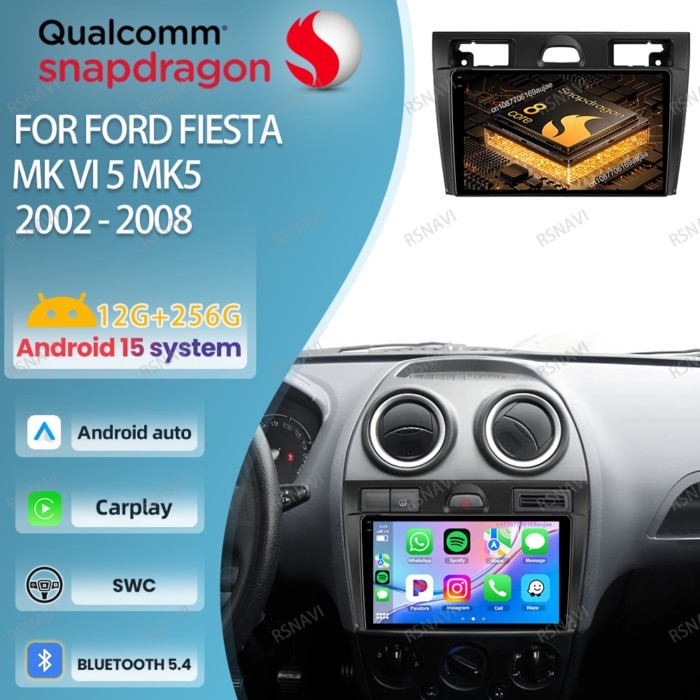 Car Radio Android 15 For Ford Fiesta Mk VI 5 Mk5 2002 - 2008 DVD Viedo Player 4G LTE Stereo Qualcom