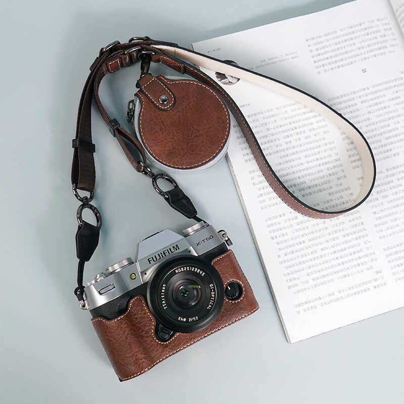 Fuji XT50 เคสป้องกัน xt50 กระเป๋ากล้องหนัง PU เหมาะสําหรับกล้อง Fuji ฐานเคสหนังย้อนยุค