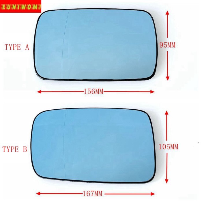 Car Wide Angle Blue Heated Mirror Glass for BMW Type A ( BMW 3 ,5 , 7,E30 E32 E34 E36 )  Type B (BM