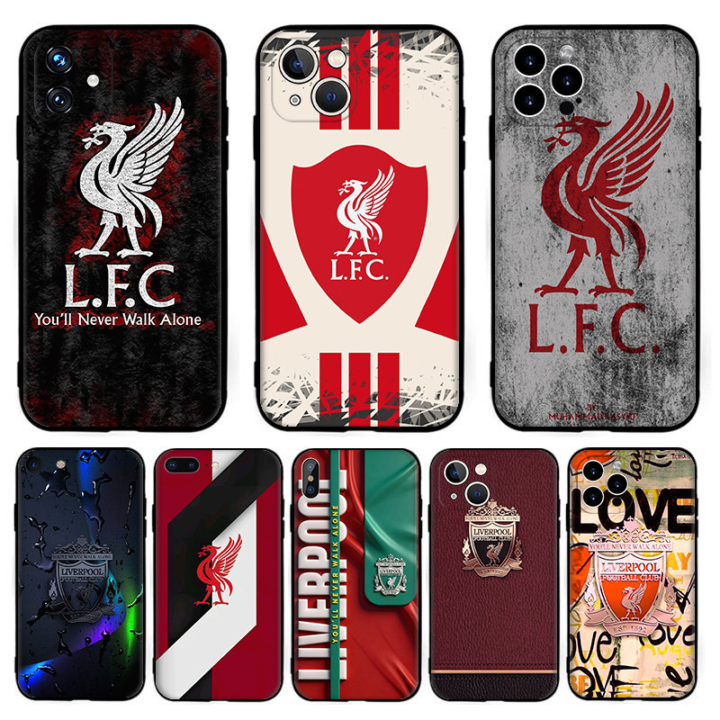 เคสโทรศัพท์ซิลิโคนสีดํา Liverpool สําหรับ iPhone 14 15 16 Pro Plus Max