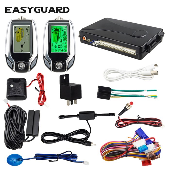 EASYGUARD 2 Way pke Car Alarm System LCD Pager Display auto lock unlock security vibration alarm sh