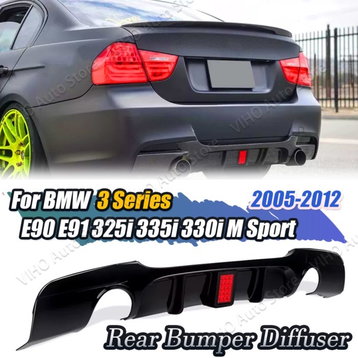 E90 E91 M-Tech With Light Splitters Spoiler Rear Bumper Diffuser Lip For BMW E90 E91 M Sport 318i 3