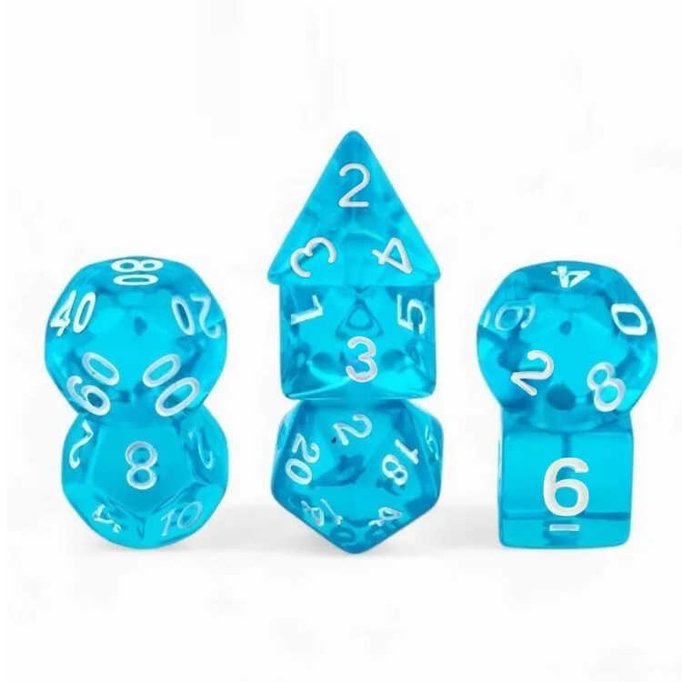 Multi-Sided Digital Dice Color 7 ชิ้น 1 ชุด COC Running Team Board Game Cthulhu DND Transparent Sky 