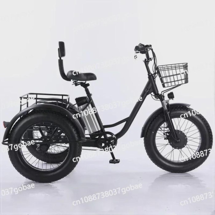 lightweight Electric Tricycle Hybrid Moped For Elderly People 20 Inch 3 Wheel  Bike With Basket