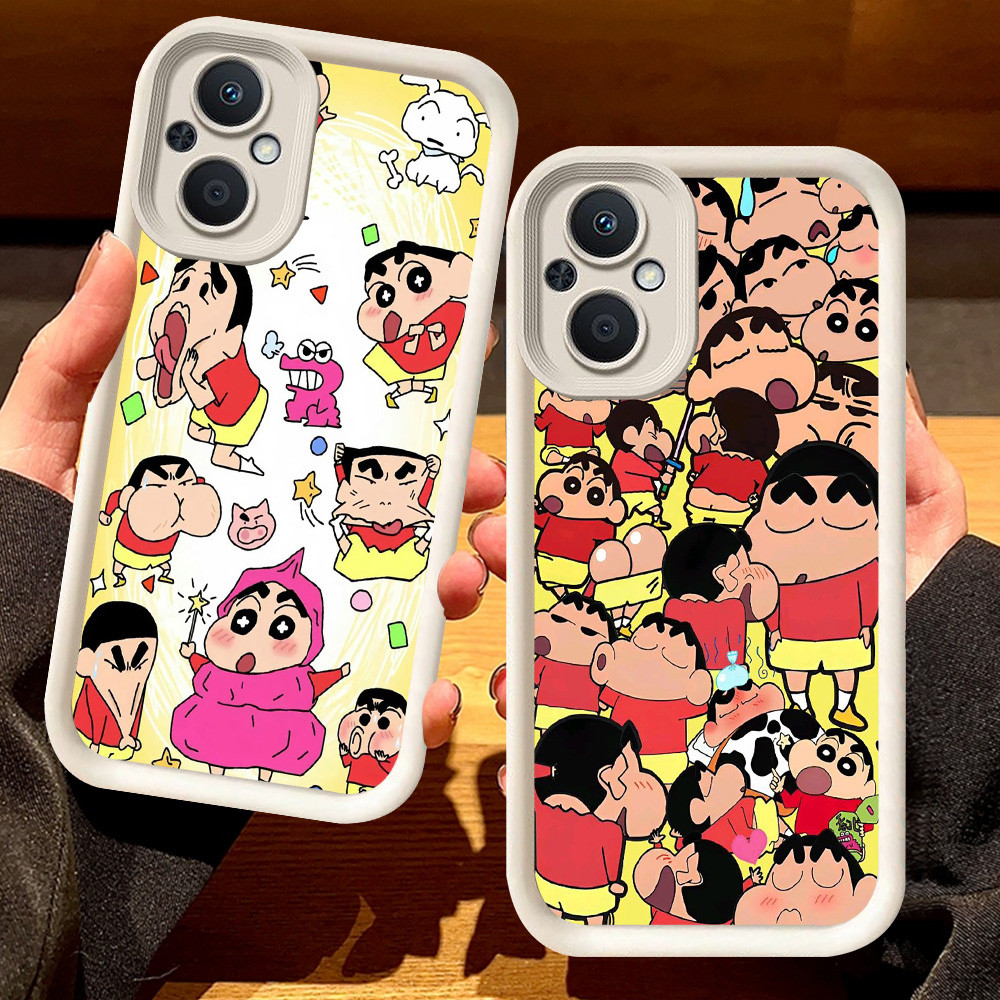G-66 Crayon Shinchan Casing สําหรับ OPPO Reno 7Z 8 8Z 7 Lite 5G สีดําและสีขาว