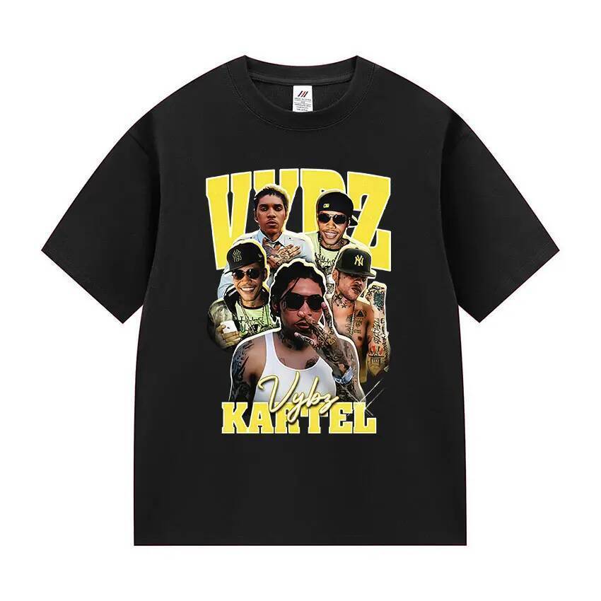Merch อัลบั้มใหม่ Rapper Vybz Kartel Tour 2026 เสื้อยืดผู้ชาย แขนสั้น โอ-เนค สำหรับหน้าร้อน