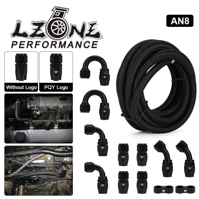 8AN AN8 Oil Fuel Fittings Hose End 0 45 90 180 Degree Oil Adaptor Kit AN8 Braided Oil Fuel Hose Lin