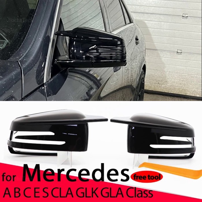 Carbon Fiber Pattern Black Side Mirror cover Caps Replacement for For Mercedes-Benz W204 E W212 W17