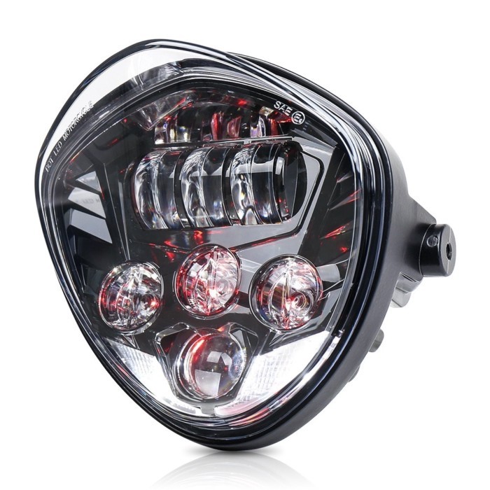 OVOVS Dual Color Motorcycle Headlight With Bracket Background Motorcycle Led Headlight Fits for Hon