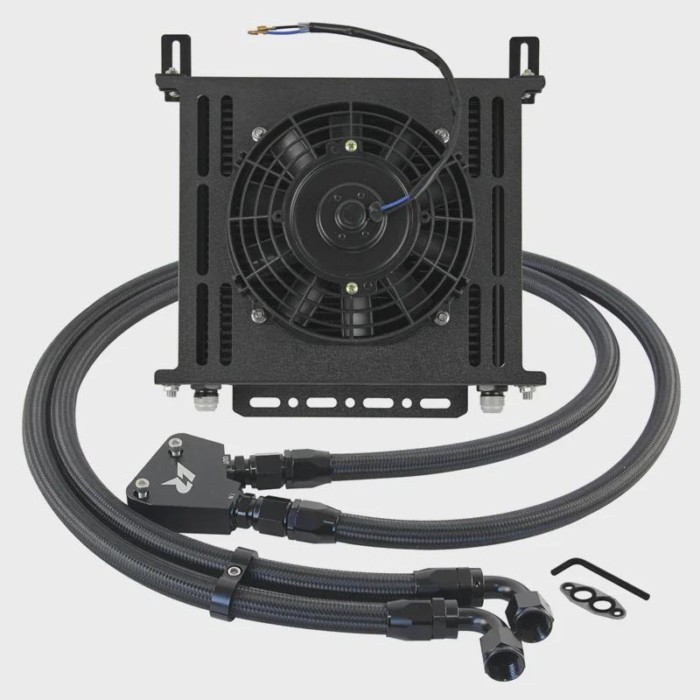10AN Oil Cooler 34 Row + 7" Electric Fan Bracket Kit for GM Chevy V8 Engine LSX Cadillac CTS-V Corv