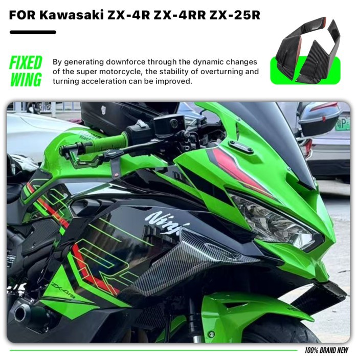 Motorcycle Front Fixed Wing Spoiler For Kawasaki ZX-4RR ZX-4R ZX4R ZX4RR ZX-25R/SE  ZX25R/SE 2020-2