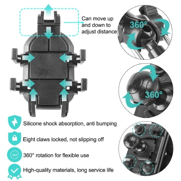 Motorcycle Scooter Electric Bike Handlebar Mirror Phones Holder Antidrop 4.7-7 Inches Mobile Phone