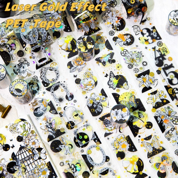 48 มม. * 2 เมตร Vintage ดอกไม้ Journal เทป, เลเซอร์ทองเทป, ความงาม Scrapbooking อุปกรณ์, ตกแต่งเทปสํ
