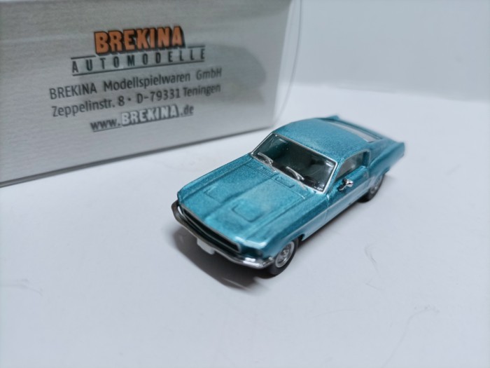 Brekina 1 87 Ford Mustang Fastback American Two-Door Sports Car Model Ford Mustang Fastback Blue
