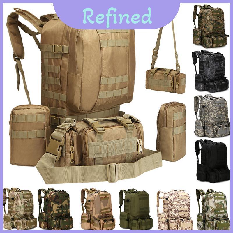 สไตล์ 65l ทหารกลางแจ้ง Rucksack พร้อมสายรัดปรับได้ Breathable Padding และเข็มขัดเอวกว้างสําหรับโหลดห