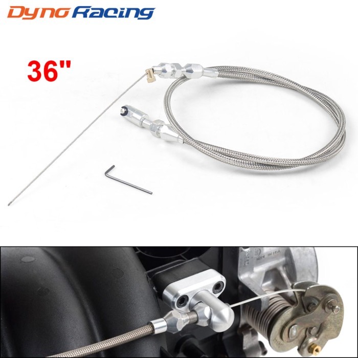 36" Throttle Gas Cable Kit Stainless Steel Braided For 97-07 Chevrolet/Chevy LS1 Engine 4.8L 5.3L 5