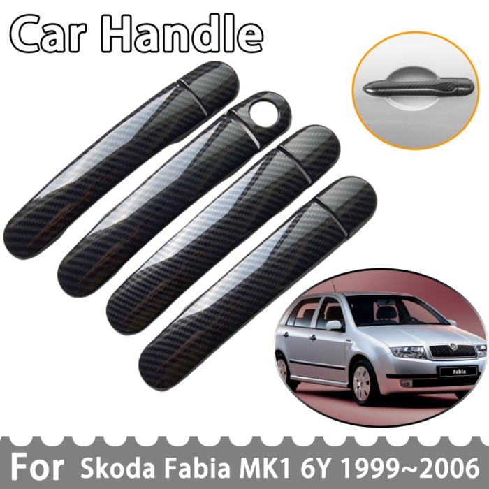 Carbon Fiber Door Handle Cover for Skoda Fabia MK1 1999~2006 2003 2001 6Y 6Y2 Sedan Hatchback Car A